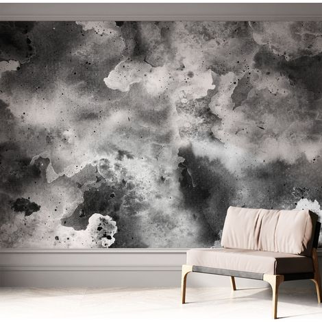 Papier peint autocollant décoratif à motifs pour salon chambre et bureau Tapete adhésif pour décoration Nuages gris 312x219 cm (1/5)