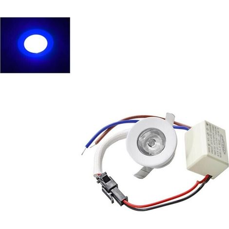 Faretto Led 1 W A Incasso Mini Punto Luce Colore Blu Bordo Bianco