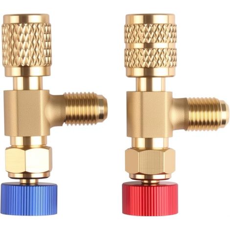 2 Pièces Soupape de Sécurité, Laiton, R410A R22, Adaptateur 1/4", SAE Mâle Femelle, Climatisation (1/5)