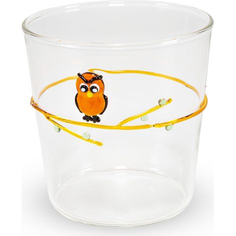 WD LifeStyle Bicchiere Vetro Borosilicato Cc 250 ml Decoro Gufo