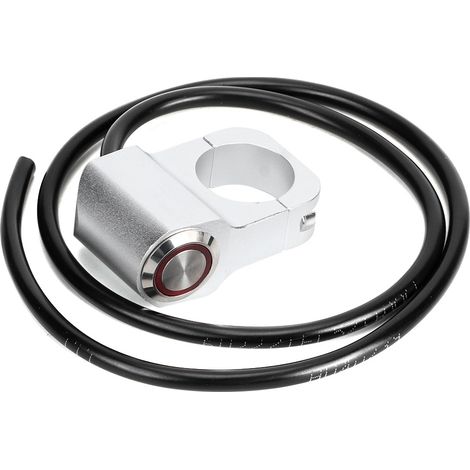 Guidon Moto/Vélo Interrupteur de Phare Étanche en Acier 25mm Argent (1/3)