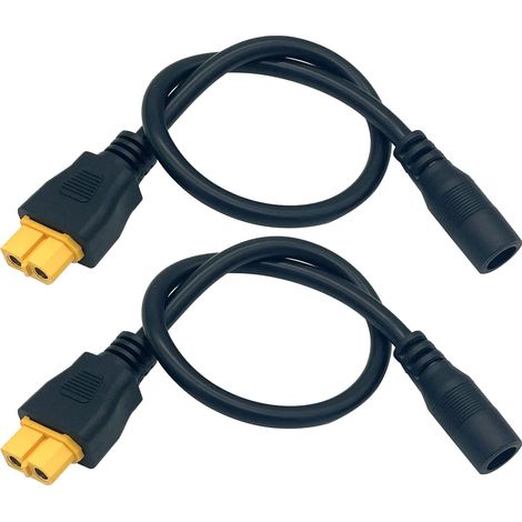 2 paquets de câble de charge dc5.5x2.1mm à xt60 connecteur d'ogive femelle xt60 à câble adaptateur femelle dc5.5x2.1mm pour fer à souder ts100, puissance d'affichage fpv (1/5)