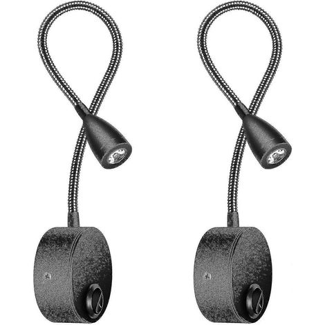 Lot de 2 lampes de chevet LED à col de cygne, 3 W, lumière blanche chaude 3000 K. (1/5)