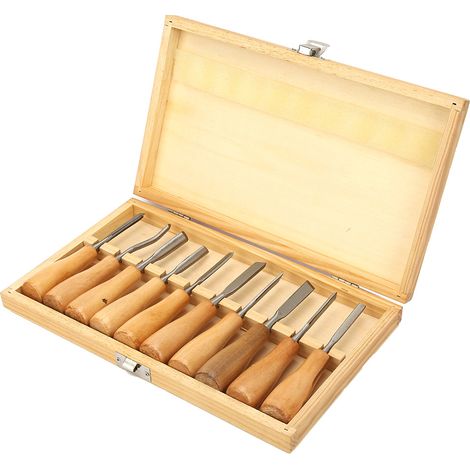 Kit de 10 ciseaux à bois à manche haute dureté pour la sculpture, outil à main pour le travail du bois