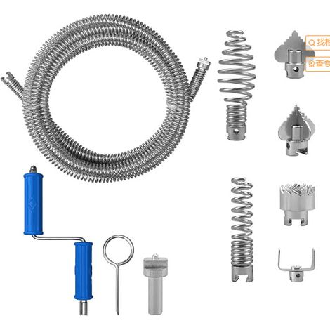 Desatascador de desagües de 5 metros de longitud, suministrado con accesorios, solución de limpieza y adaptador eléctrico. (1/5)