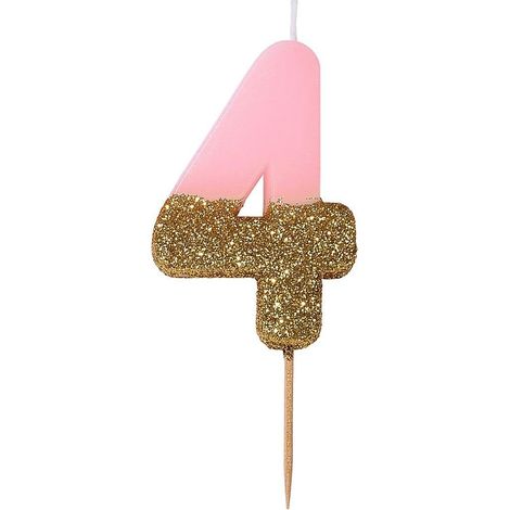 Bougie d'anniversaire numéro 4 rose avec paillettes dorées Décoration de gâteau Jolie, scintillante pour enfants, adultes, 4e, 40e fête, anniversaire, âge jalon (1/3)