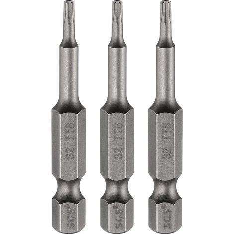 3Pcs Embout Tournevis Torx TT8 1/4" Hex Tige Longueur 2" (50mm) (1/5)