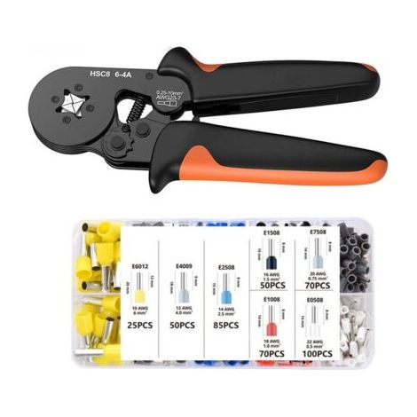 Pince à Sertir, Pince à Sertir Cosse Electrique 0,5-6 mm² avec 7Tailles de Cosses Electriques à Sertir, Cosse à Sertir, Cosses Electriques, Cosses de Câble Isolées, Pince Sertir Cosse (1/5)