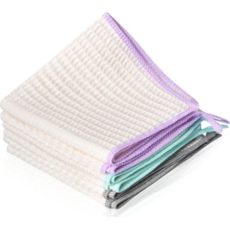 Torchons de Cuisine, Lot de 6 Torchons Vaisselle de 30x30cm, 100% Coton, Super Absorbant et Tissu gaufré, Lavable en Machine, Polyvalent Torchons en Coton Accueil Or Restaurant etc (1/5)