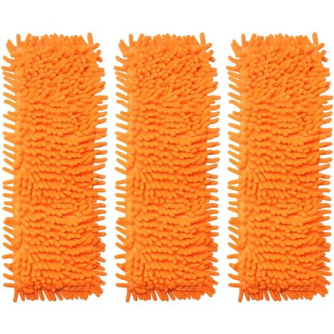 Ensemble de serpillères lavables en microfibre pour le nettoyage humide et sec des sols carrelés et en bois dur, lot de 3, 40 x 12 cm - Orange