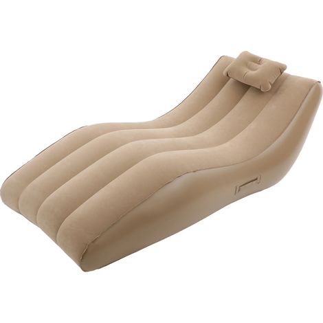 Chaise longue gonflable et portable - Imperméable - Pliable - Avec pompe et coussin intégrés - Pour l'extérieur, les fêtes sur la plage et le jardin - Parfait pour les voyages (1/5)