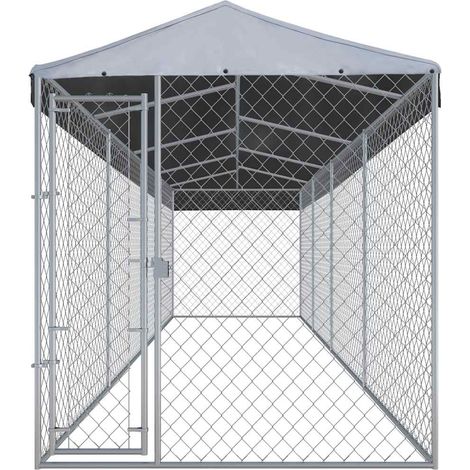 Chenil extérieur avec toit pour chiens 760x190x225 cm (1/4)