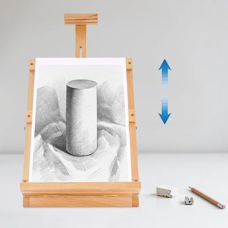 Chevalet de table en hêtre pour toiles jusqu'à 4K, réglable sur 6 niveaux Support en toile pour plateau de table, support en toile réglable en hauteur de 38 à 80 cm, couleur chevalet (1/5)