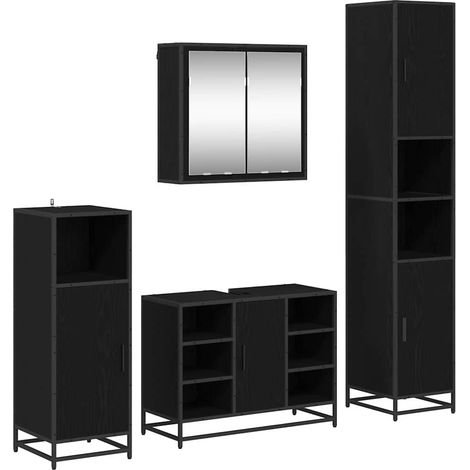 Maison Exclusive - Badezimmermöbel-Set 4 pcs Schwarz Eichen-Optik