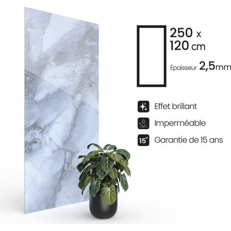Panel azul mármol Onyx  250 x 120 cm  100% impermeable  Ducha, baño y cocina (1/4)