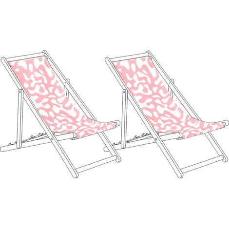 Set of 2 Sun Lounger Replacement Fabrics Pink Abstract Pattern Polyester Sling Hammock ANZIO/AVELLINO (1/5)