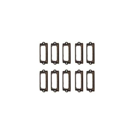 50 Stück 60 x 17 mm Etikettenhalter aus Metall in Vintage-Bronze für Bücherregale, Schubladen und Schränke - Crezuo (1/4)
