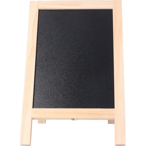 Chevalet double face avec tableau noir, structure en bois poli, support pliable et craie. (1/5)