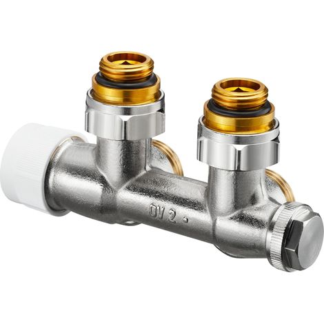 Raccord Multiblock T bitube équerre mâle 3/4'' (20/27) - mâle 1/2'' (15/21) - Oventrop