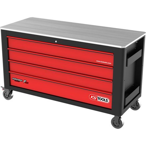 KS TOOLS PERFORMANCEplus P40 NOIR/ROUGE Servante d'atelier à 4 tiroirs - 873.6008 (1/5)