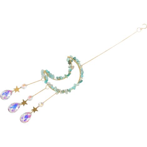 Pendentif en cristal, lune en jade, étoile, attrape-soleil en cristal, lustre suspendu, boule de cristal, prisme, applique murale, bleu et blanc (1/5)