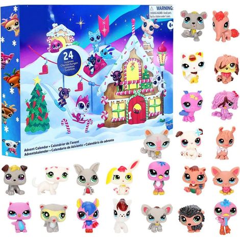 Calendrier de l'Avent 2024 pour animaux, décompte de Noël avec figurines adorables d'animaux, jouets décoratifs pour maison et voiture.