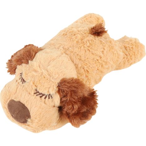 Peluche interactive en forme de cœur pour chiot, idéale pour apaiser et endormir votre animal de compagnie (couleur marron). (1/5)
