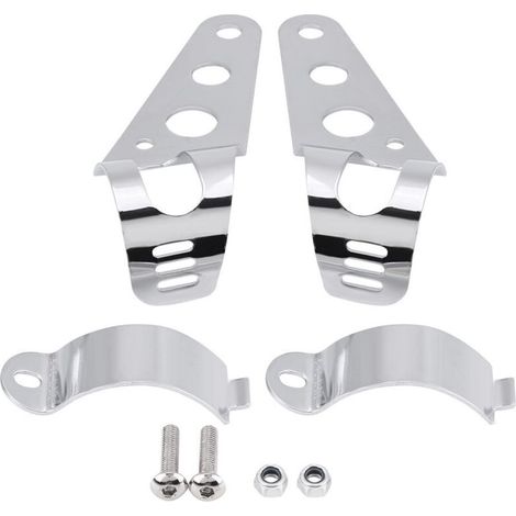 Paar Motorradscheinwerferhalterungen aus Edelstahl, universelle Montagehalterung (silber) (1/4)