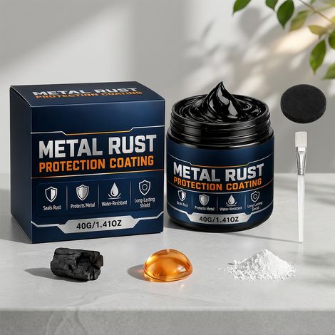 Metal anti-rust protective coating for home metal railings, rust removal, water-based environmentally friendly formula, waterproof and moisture-proof -- 40g + sponge + brush (1/5)