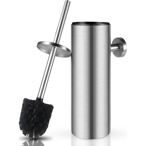 8 x 8 x 39 cm (Argent) Brosses à Toilettes, Brosse WC INOX,Toilette WC avec Couvercle Anti éclaboussures Fermé,Tête de Brosse Remplaçable Mesures (1/5)
