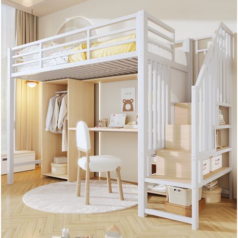 letto 90x200 con armadio scrivania contenitore bianco OKMYHOME (1/5)