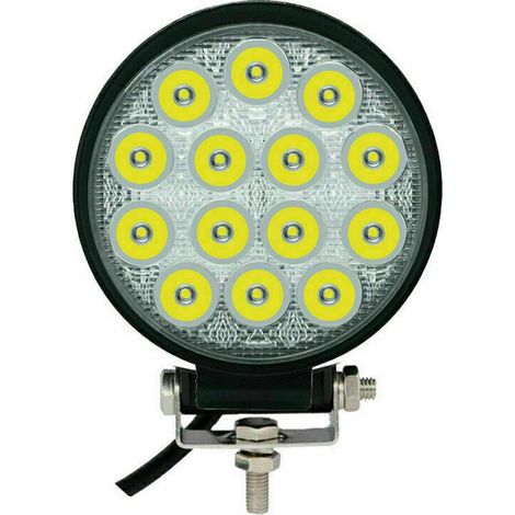Faro Faretto 42W 14 LED Rotondo per AUTO JEEP BARCA 12V IP67 (1/3)
