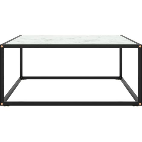 Maison Exclusive - Couchtisch Schwarz mit Weißem Glas in Marmor-O