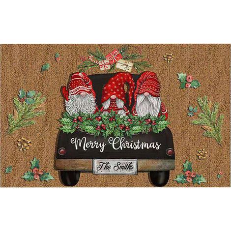 Tapis De Porte - Motif Lettres De Noël - Polyester - 40 X 60 Cm - Antidérapant Pvc - Pour Entrée Cuisine Salon Chambre Extérieur - 1 Pièce