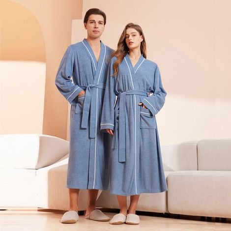 Bata de baño,Altura recomendada: 175,185 cm,Peso recomendado: 75,100 kg,Bata de baño unisex de felpa,Ropa de estar por casa (1/5)