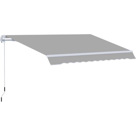 Outsunny Awning Canopy Manual Retractable Porch Sun Shade Shelter 3 x 2m Light Grey