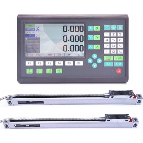 Échelle linéaire numérique Tour Milling Kit 2 Axe Digital Readout LCD AC110V / 220 Et 2 pièces Linear Glass Balance Optique Encoder Rularers pour la Machine de Tour de fraisage de Moulin (1/5)