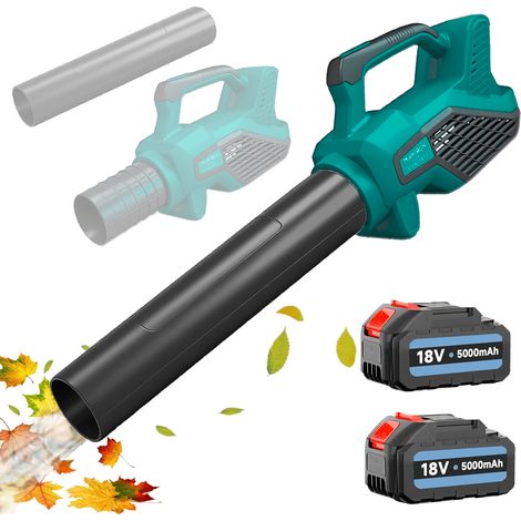 Soffiatori elettrici per foglie, soffiatore d'aria senza fili, pulitore per la casa, 2 batterie da 5500 mAh + caricabatteria, compatibile con batteria Makita