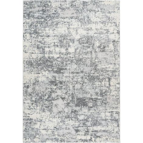 Tapis salon et chambre 80x150 gris rectangle tissé motif abstrait BERLO