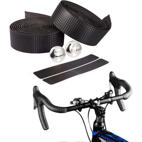 rotoli di nastro manubrio, nastro antiscivolo per fitness, nastro manubrio per bici da strada, migliora la presa, antiscivolo e ammortizzante, nero, 3 x 200 cm, per biciclette e motociclette (1/5)