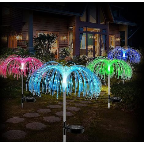 Stück Feuerwerkslampen, LED-Glasfaserlampen, 7-farbige Solarleuchten
