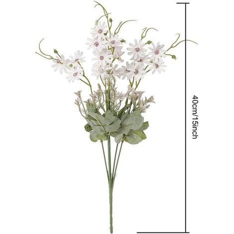 Fleurs Fleurs Sauvages Daisy Bundle Faux Plantes Soie Verdure En Plastique Marguerites Résistant Aux UV Floral -6pcs - Blanc (1/3)