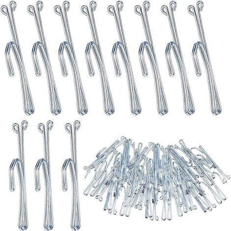 80 crochets métalliques à enfiler pour rideaux - Crochets de rideaux en acier inoxydable pour plis de rideaux, supports de rideaux de porte (1/5)