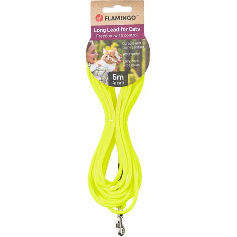 Laisse d'entraînement et à pister Caspar Jaune fluo 5 mètres pour chat - Flamingo (1/3)