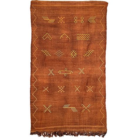 SABRA - Tapis Berbère en Soie de Cactus - Modèle A27 - Tapis Tissé à la Main Style Ethnique et Bohème - Décoration Artisanale Unique