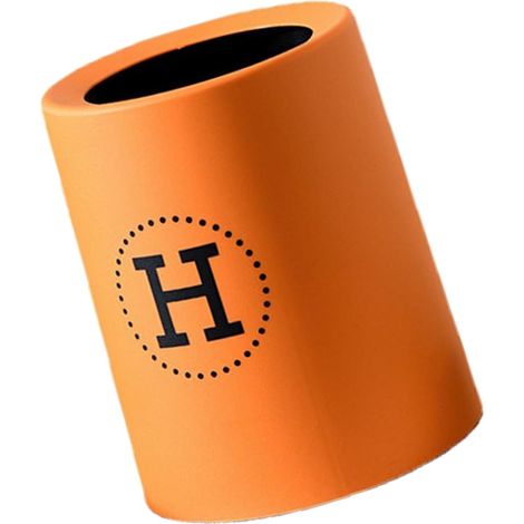 Poubelle ronde mini à double paroi épaisse en plastique, orange, 13 L, idéale pour la chambre ou le bureau. (1/5)