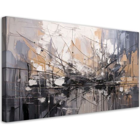 Tableau déco Abstraction Lignes Gris 80x40 (1/5)