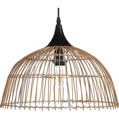 Lámpara de techo de ratán beige natural 123 cm pantalla abierta boho Bararis