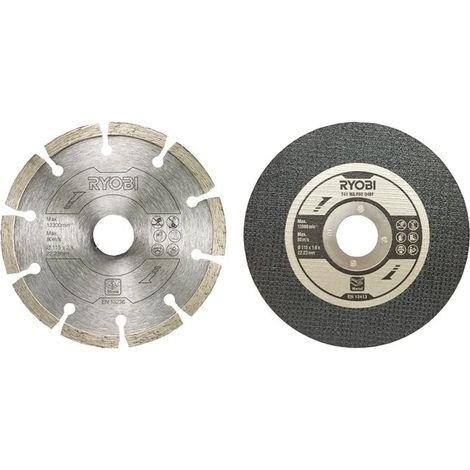 Ryobi RAK6AGD115 Kit 6 Dischi 115mm Smerigliatrice 1 Diamantato 5 Taglio