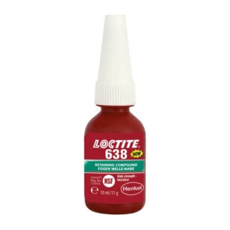 Loctite 638, adesivo anaerobico verde da 10 ml per il fissaggio di cuscinetti e parti cilindriche, ad alta resistenza, a rapida polimerizzazione, ad alta viscosità, universale, per tutti i metalli, ap